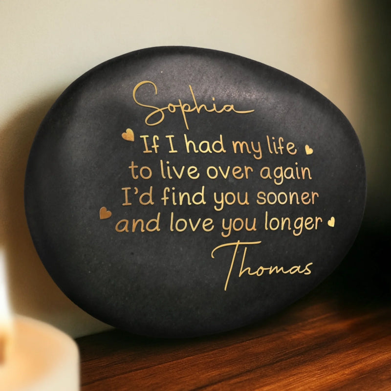 Custom Printed Rock - Personalized Anniversary Wedding Gifts For Husband And Wife, Him And Her - Earlier You, Longer Us