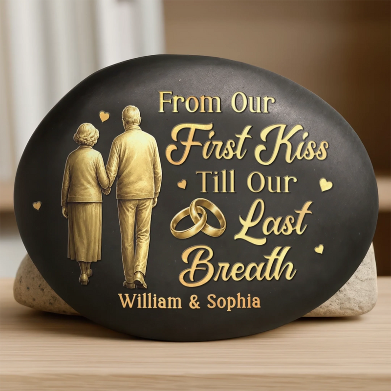 Custom Printed Rock - Personalized Anniversary Wedding Gifts For Husband And Wife, Him And Her - Golden Years, Golden Love