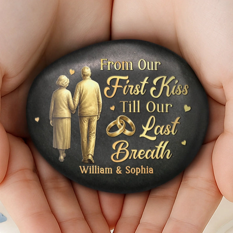 Custom Printed Rock - Personalized Anniversary Wedding Gifts For Husband And Wife, Him And Her - Golden Years, Golden Love
