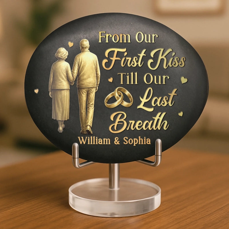 Custom Printed Rock - Personalized Anniversary Wedding Gifts For Husband And Wife, Him And Her - Golden Years, Golden Love