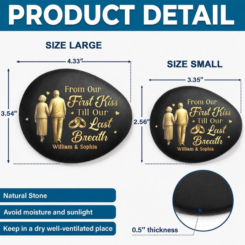 Custom Printed Rock - Personalized Anniversary Wedding Gifts For Husband And Wife, Him And Her - Golden Years, Golden Love