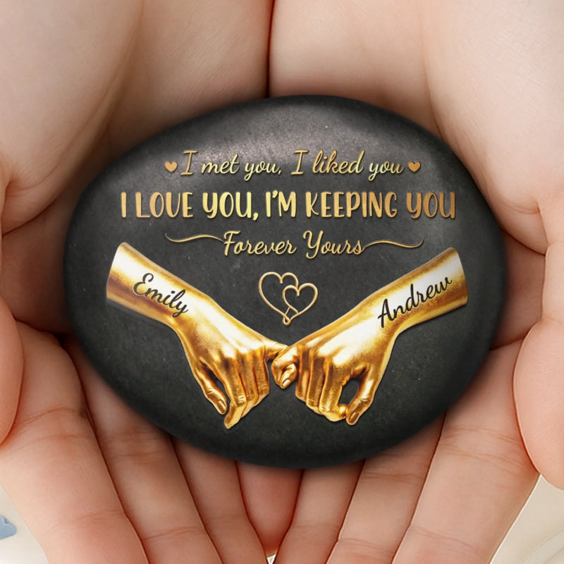 Custom Printed Rock - Personalized Anniversary Wedding Gifts For Husband And Wife, Him And Her - Love Sealed With Pinky Promises