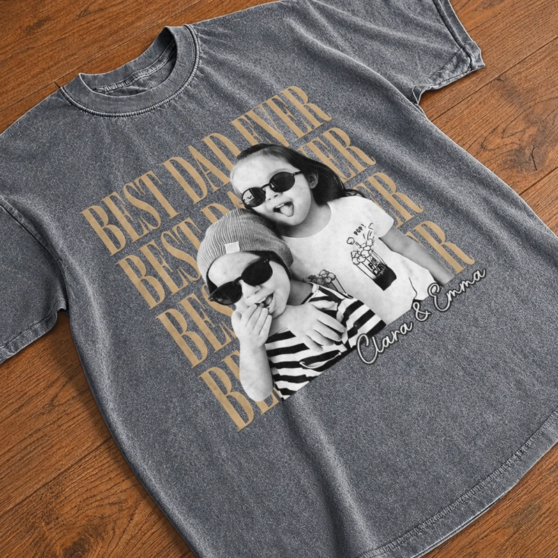 Custom Photo Washed Cotton T-shirt - Personalized Father's Day Birthday Gifts For Dad, Grandpa - Dad Makes Every Moment Better