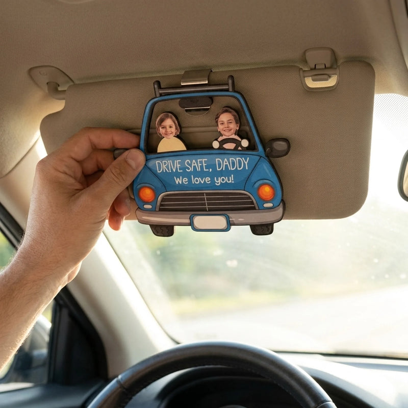 Custom Photo Safe Travels, We Love You Lots - Family Personalized Custom Car Visor Clip - Gift For Family Members