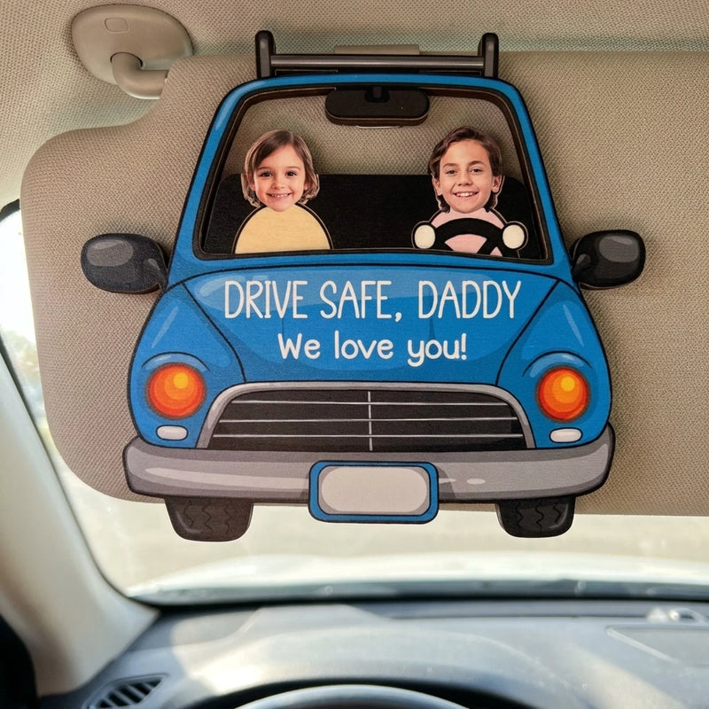 Custom Photo Safe Travels, We Love You Lots - Family Personalized Custom Car Visor Clip - Gift For Family Members