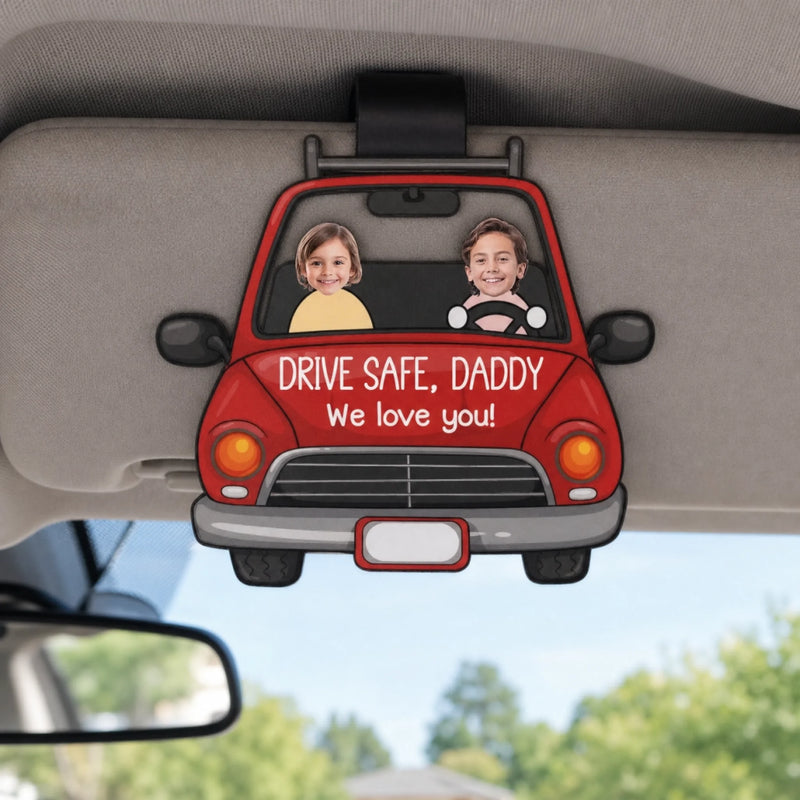 Custom Photo Safe Travels, We Love You Lots - Family Personalized Custom Car Visor Clip - Gift For Family Members