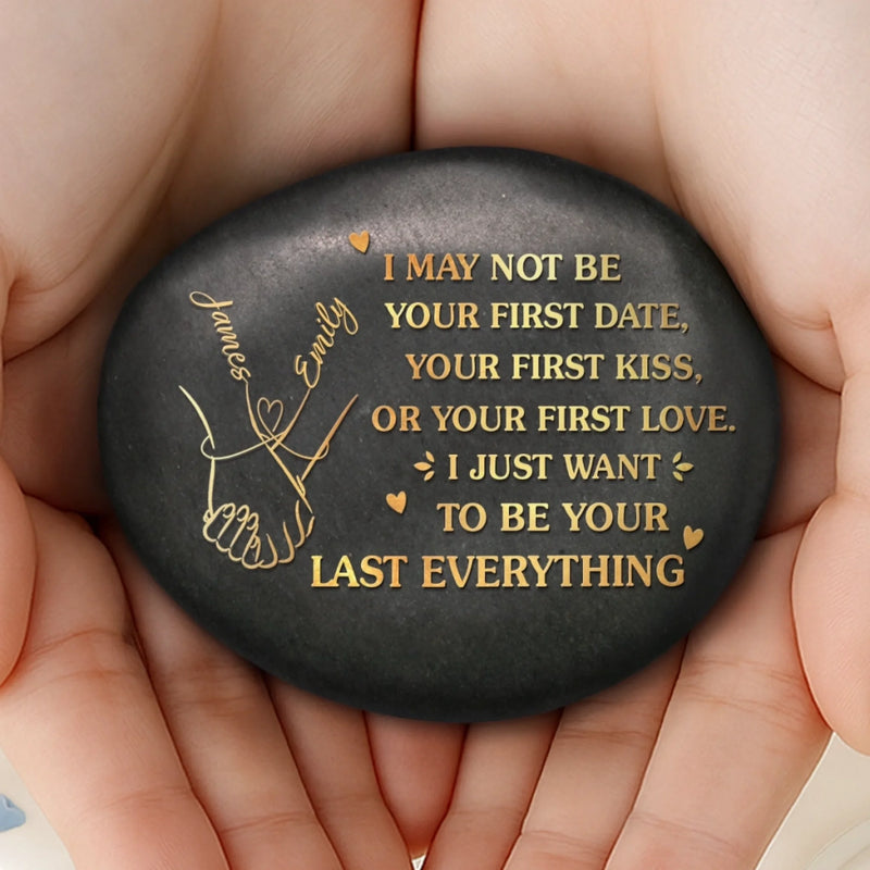 Custom Printed Rock - Personalized Anniversary Wedding Gifts For Husband And Wife, Him And Her - Holding Hands Into Forever