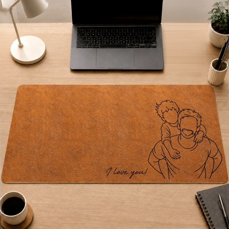 Custom Photo Desk Mat - Personalized Father's Day Birthday Gifts For Dad, Grandpa - Dad’s Love Holds Us Together