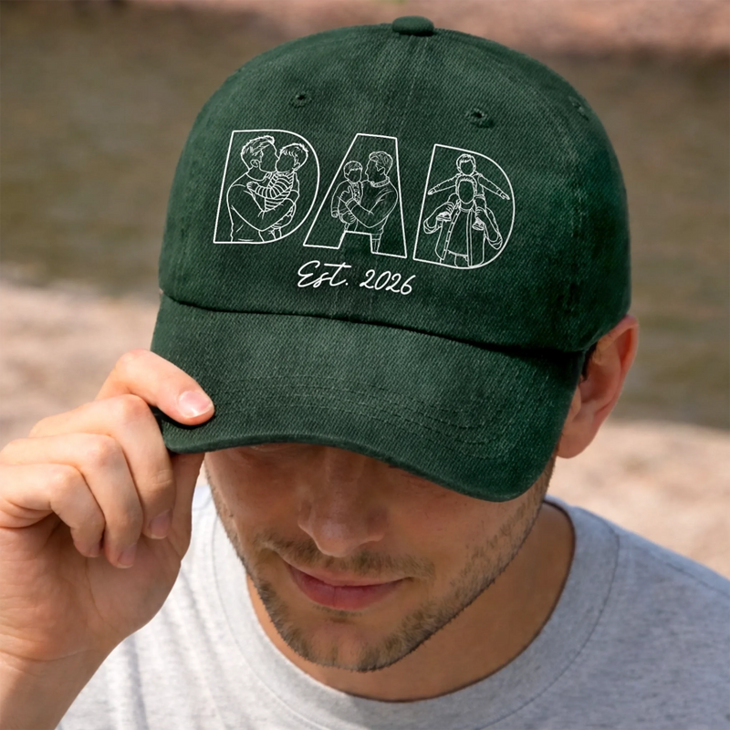 Custom Photo Vintage Washed Denim Baseball Cap - Personalized Father's Day Gifts For Dad, Grandpa - Dad Makes Every Day Count