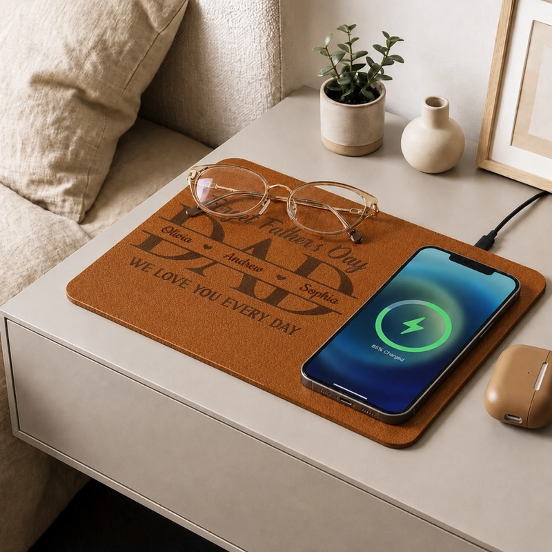 Custom Charging Mat - Personalized Father's Day Birthday Gifts For Dad, Grandpa - Forever Thankful For Dad