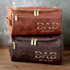 Custom Engraved Leather Toiletry Bag - Personalized Father's Day Birthday Gifts For Dad, Grandpa - Strong Hearts Start With Dad