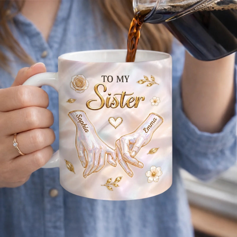 Custom 3D Inflated Effect Printed Mug - Personalized Best Friend Birthday Gifts For Women, Besties, Sisters, BFF - Forever Linked, Beautifully Kept