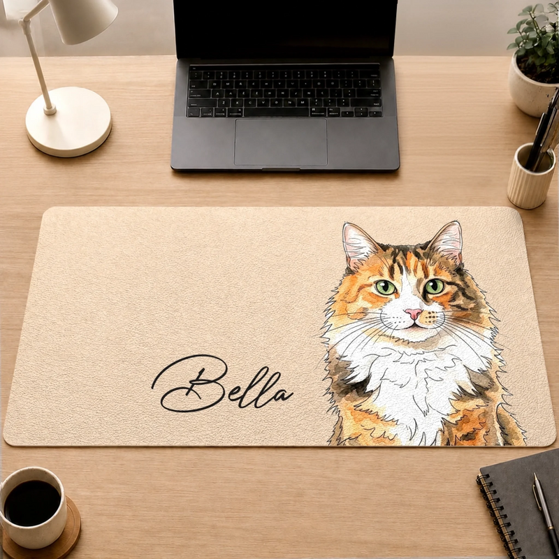 Custom Photo Desk Mat -  Personalized Birthday Gifts For Dog Cat Lovers, Dog Dad And Mom, Cat Owners - A Daily Reminder To Stay Pawsitive