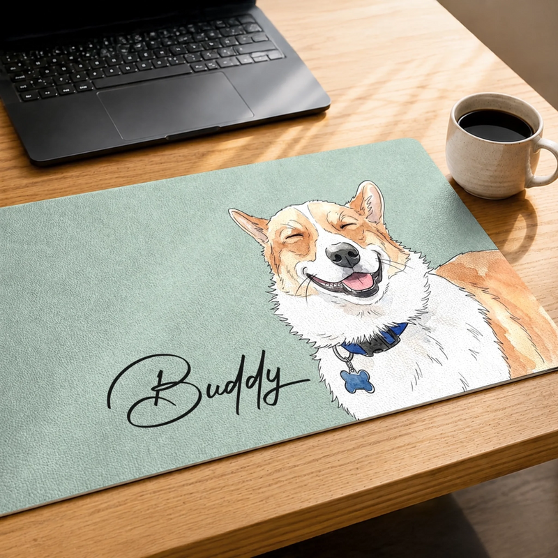 Custom Photo Desk Mat -  Personalized Birthday Gifts For Dog Cat Lovers, Dog Dad And Mom, Cat Owners - A Daily Reminder To Stay Pawsitive