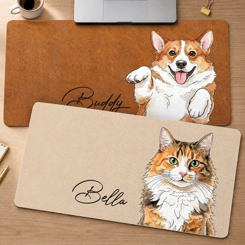 Custom Photo Desk Mat -  Personalized Birthday Gifts For Dog Cat Lovers, Dog Dad And Mom, Cat Owners - A Daily Reminder To Stay Pawsitive