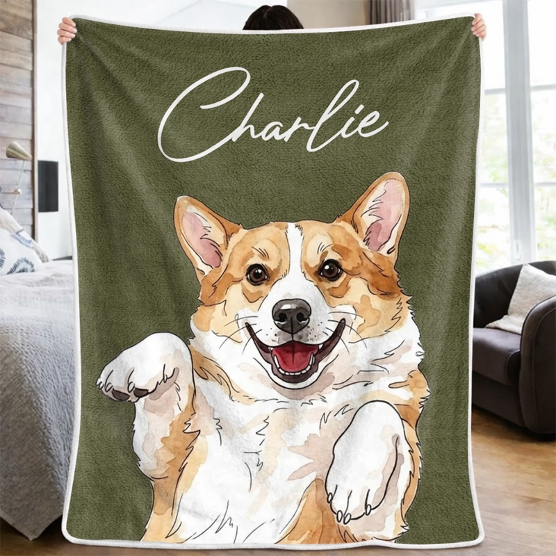 Custom Photo Blanket - Personalized Birthday Gifts For Dog Cat Lovers, Dog Dad And Mom, Cat Owners - Happiness With Tiny Paws Attached