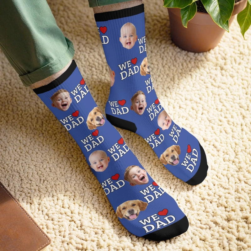 Custom Photo Middle Tube Socks - Personalized  Father's Day Birthday Gifts For Dad, Grandpa - Cool Dads Wear Cool Socks