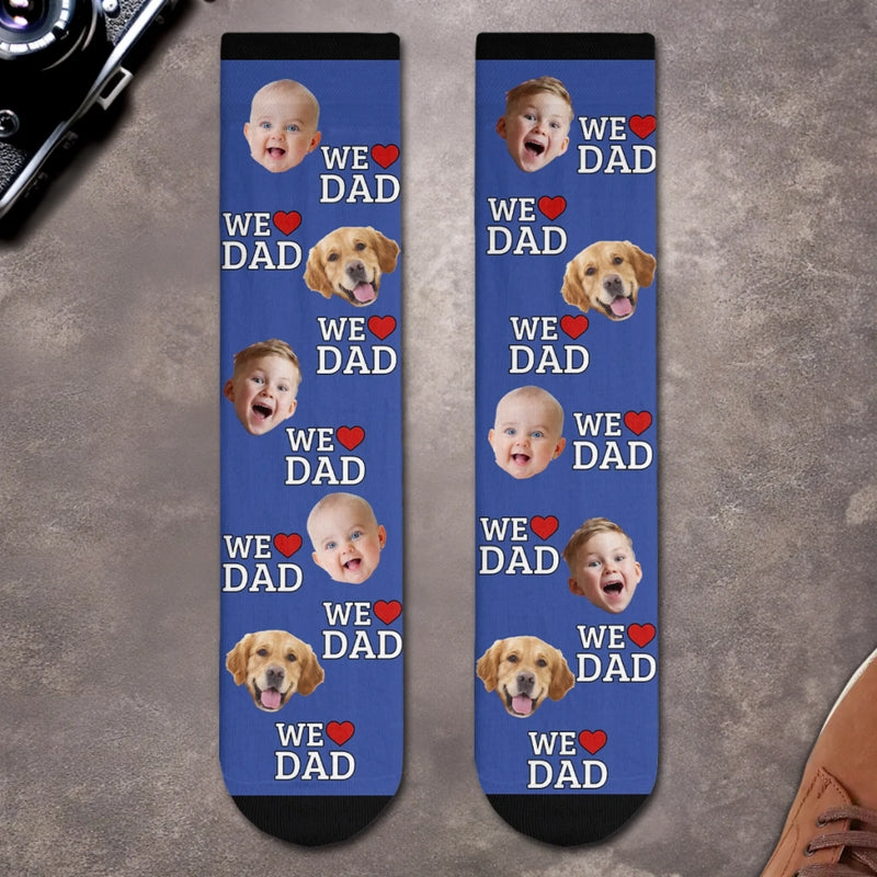 Custom Photo Middle Tube Socks - Personalized  Father's Day Birthday Gifts For Dad, Grandpa - Cool Dads Wear Cool Socks