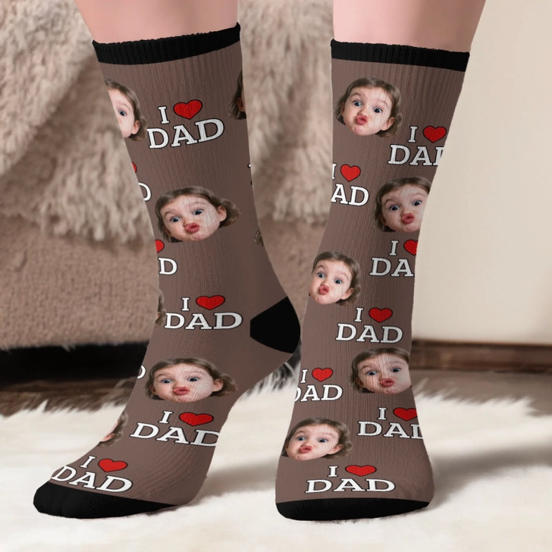 Custom Photo Middle Tube Socks - Personalized  Father's Day Birthday Gifts For Dad, Grandpa - Cool Dads Wear Cool Socks