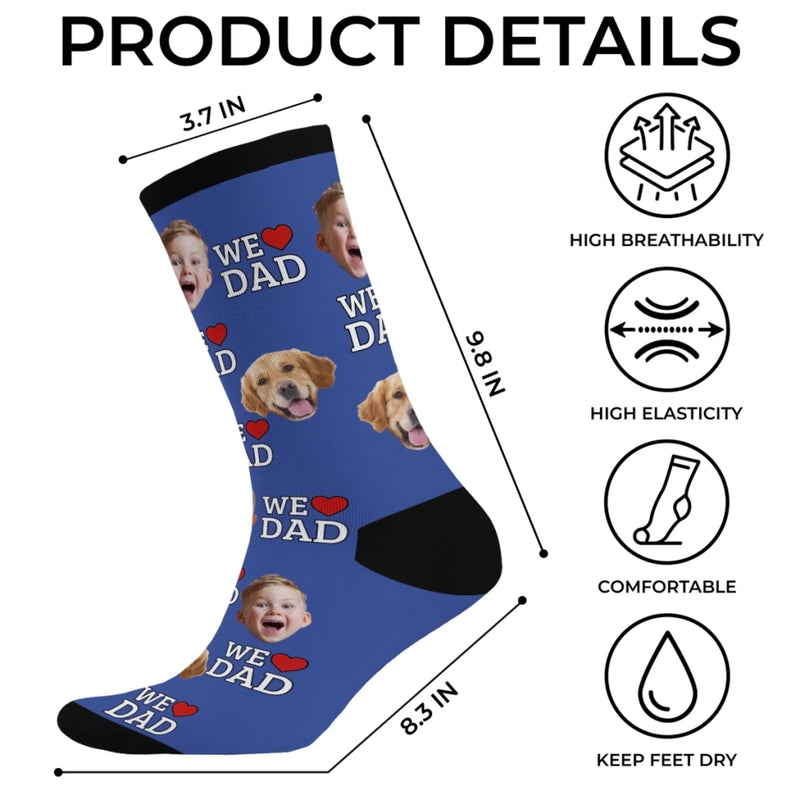 Custom Photo Middle Tube Socks - Personalized  Father's Day Birthday Gifts For Dad, Grandpa - Cool Dads Wear Cool Socks