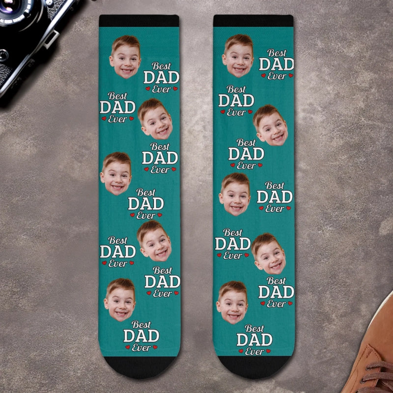 Custom Photo Middle Tube Socks - Personalized  Father's Day Birthday Gifts For Dad, Grandpa - Cool Dads Wear Cool Socks