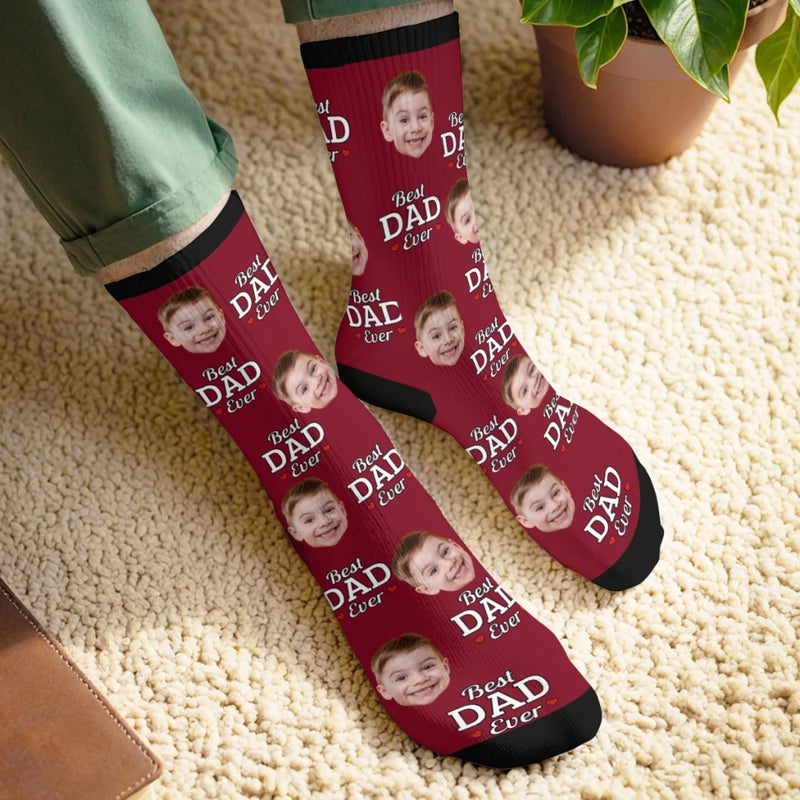 Custom Photo Middle Tube Socks - Personalized  Father's Day Birthday Gifts For Dad, Grandpa - Cool Dads Wear Cool Socks