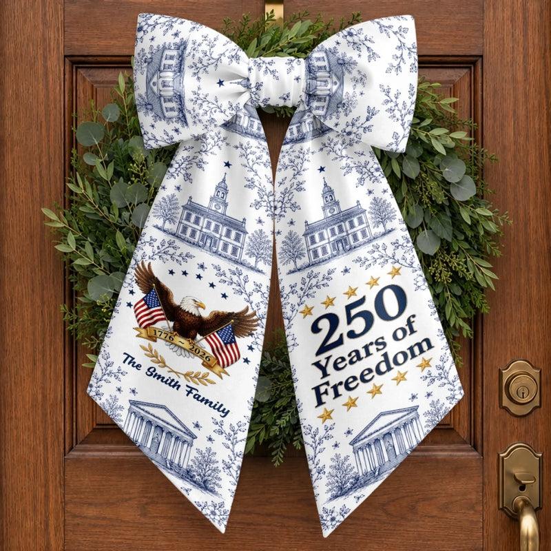 Custom Decorative Sash - Personalized America 250th Anniversary Gifts For Mom, Dad, Brother, Sister, Kids - Built On Freedom & Faith
