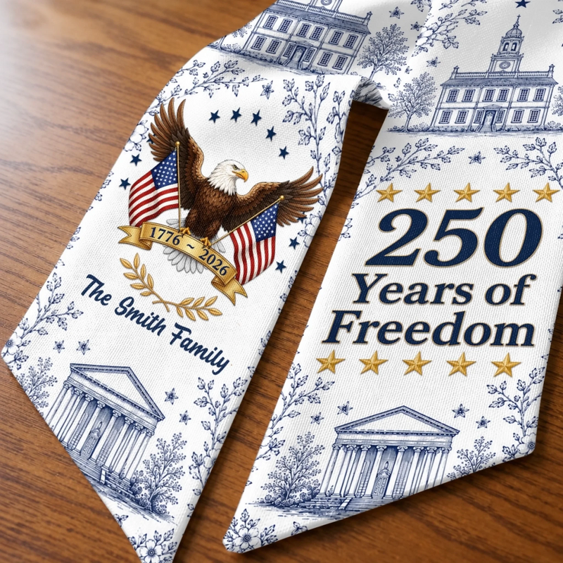 Custom Decorative Sash - Personalized America 250th Anniversary Gifts For Mom, Dad, Brother, Sister, Kids - Built On Freedom & Faith