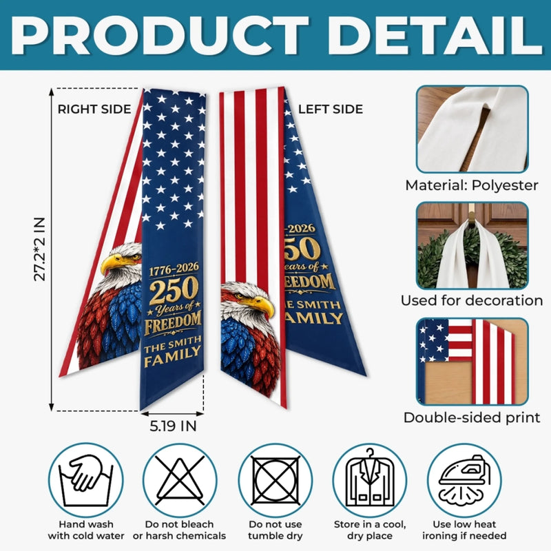 Custom Decorative Sash - Personalized America 250th Anniversary Gifts For Mom, Dad, Brother, Sister, Kids - Liberty Lives Here