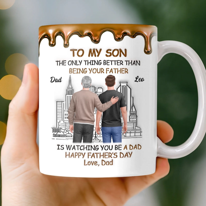 Custom 3D Inflated Effect Printed Mug - Personalized Father's Day Birthday Gifts For Son, Dad, Mom - Fatherhood Looks Good On You
