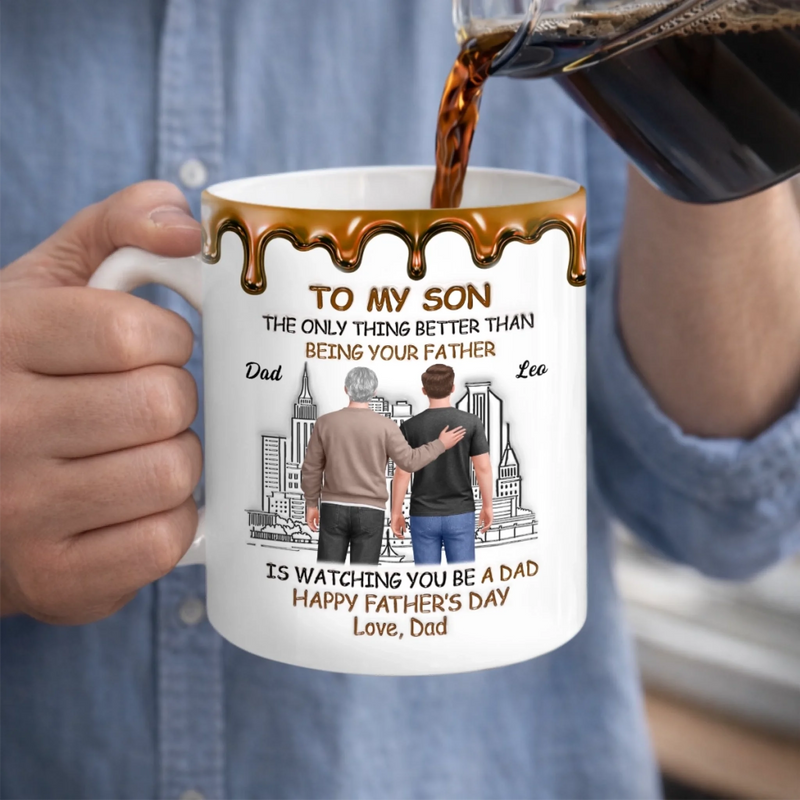 Custom 3D Inflated Effect Printed Mug - Personalized Father's Day Birthday Gifts For Son, Dad, Mom - Fatherhood Looks Good On You