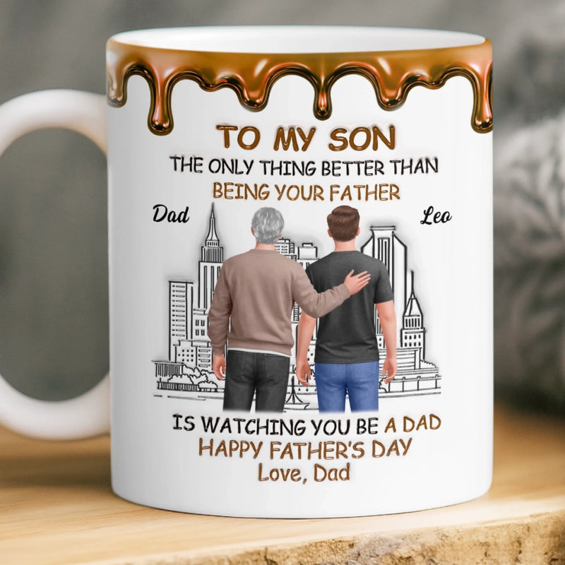 Custom 3D Inflated Effect Printed Mug - Personalized Father's Day Birthday Gifts For Son, Dad, Mom - Fatherhood Looks Good On You