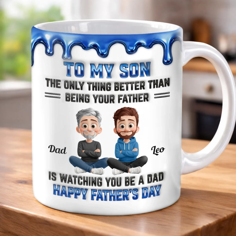 Custom 3D Inflated Effect Printed Mug - Personalized Father's day Birthday Gifts For Son, Dad, Mom - Strong Roots Strong Family