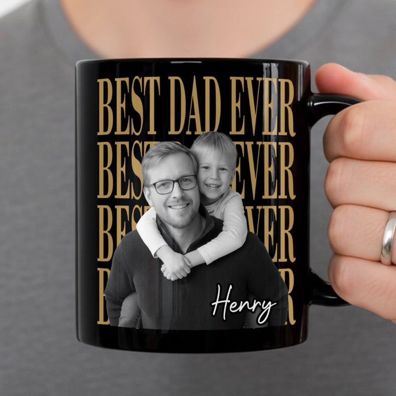 Custom Photo Black Mug - Personalized Father's Day Gifts For Dad, Grandpa - The Man, The Myth