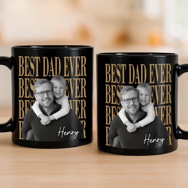 Custom Photo Black Mug - Personalized Father's Day Gifts For Dad, Grandpa - The Man, The Myth
