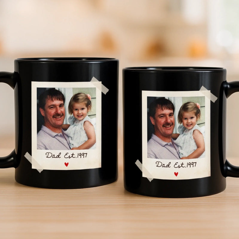 Custom Photo Black Mug - Personalized Father's Day Birthday Gifts For Dad, Grandpa - Built By Dad’s Love