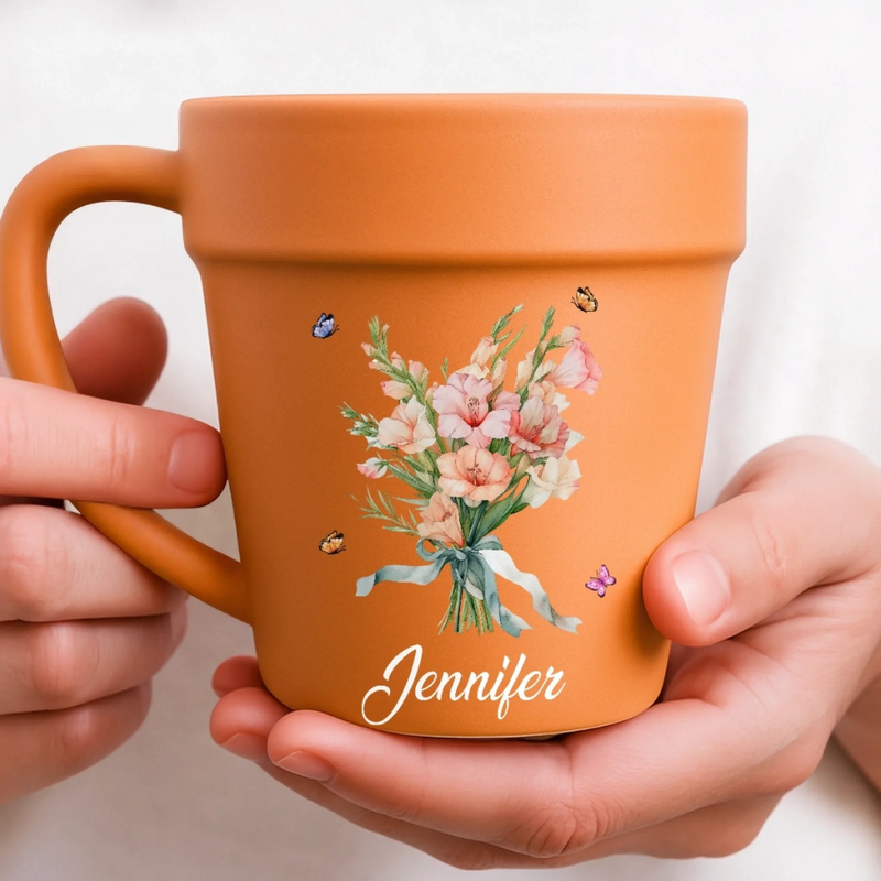 Custom Plant Pot Ceramic Mug - Personalized Birthday Garden Gifts For Gardeners - Wildflower State Of Mind