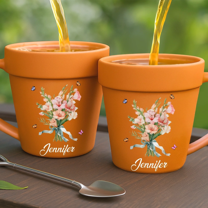 Custom Plant Pot Ceramic Mug - Personalized Birthday Garden Gifts For Gardeners - Wildflower State Of Mind