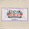 Custom Beach Towel - Personalized America 250th Anniversary, Summer Vacation And Travel Gifts For Mom, Dad, Brother, Sister, Kids - Stars, Stripes And Tan Lines