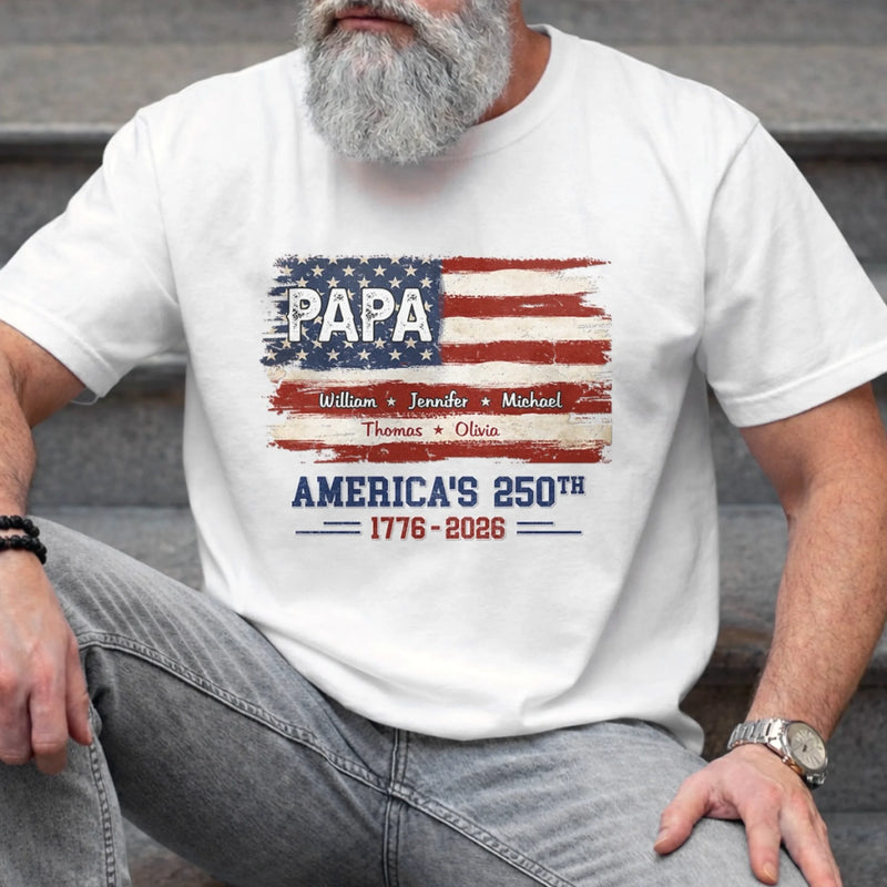 Custom T-shirt, Hoodie - Personalized America 250th Anniversary Birthday Gifts For Dad, Grandpa - Built On Freedom