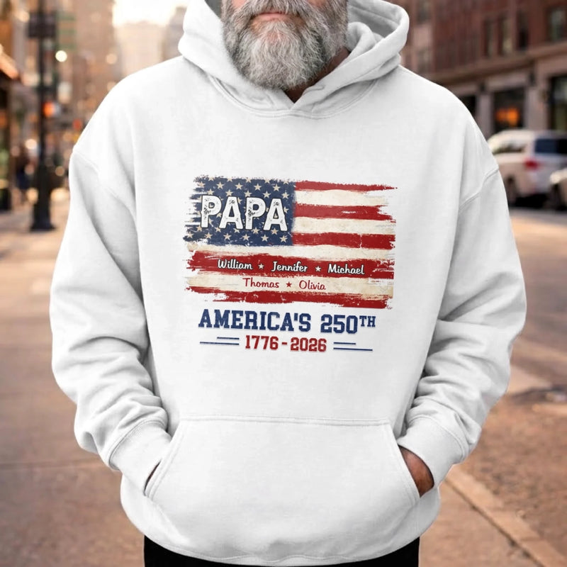 Custom T-shirt, Hoodie - Personalized America 250th Anniversary Birthday Gifts For Dad, Grandpa - Built On Freedom