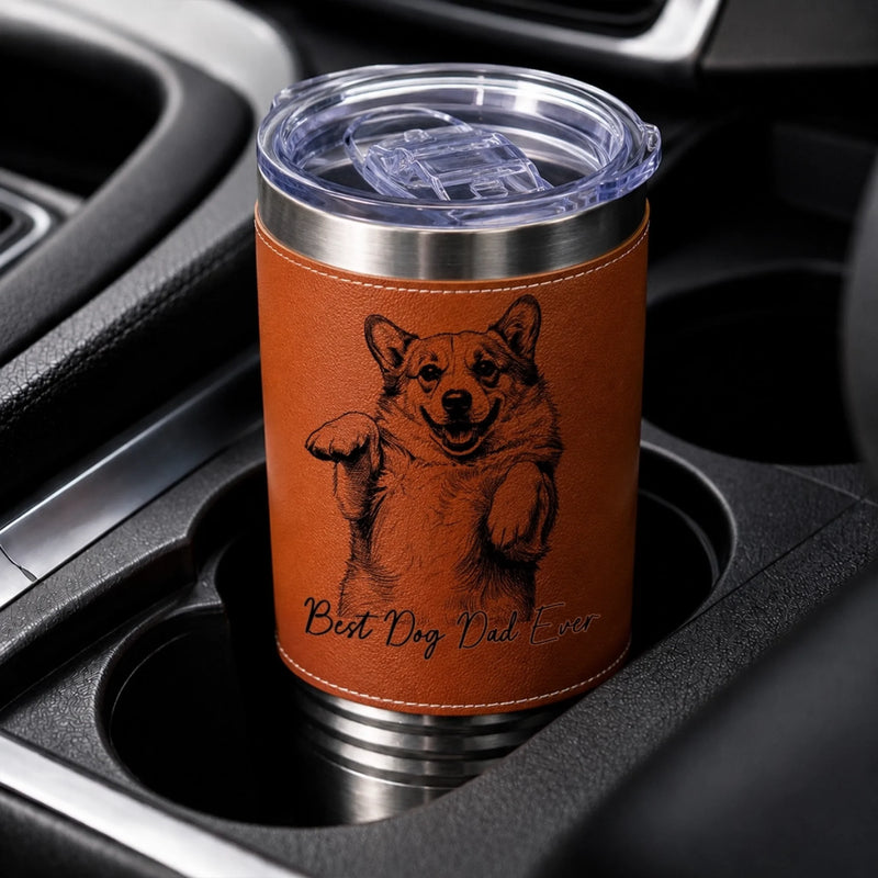 Custom Photo Printed Leather Tumbler - Personalized Father's Day Birthday Gifts For Dog Cat Lovers, Dog Dad And Mom, Cat Owners - Paws Bring Endless Joy