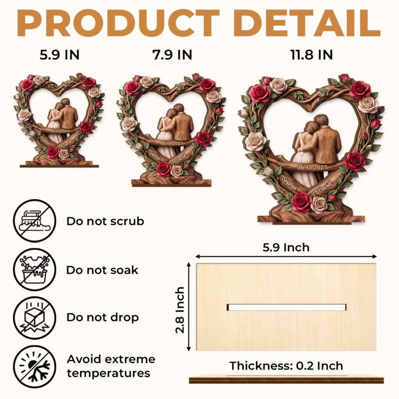 Custom 2-Layered Wooden Plaque - Personalized Anniversary Wedding Gifts For Husband And Wife, Him And Her - Our Forever Love Story