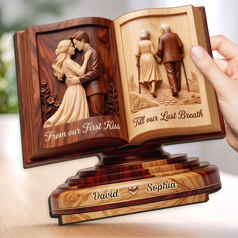 Custom 2-Layered Wooden Plaque - Personalized Anniversary Wedding Gifts For Husband And Wife, Him And Her - From Start To Forever