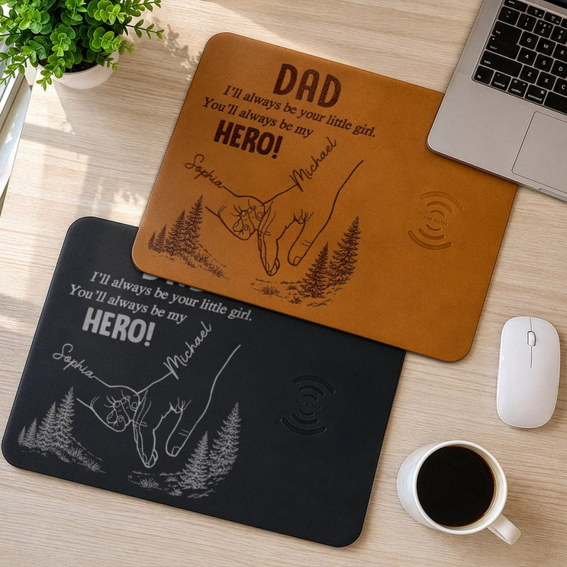 Custom Charging Mat - Personalized Father's Day Birthday Gifts For Dad, Grandpa - Thankful For Dad Every Day