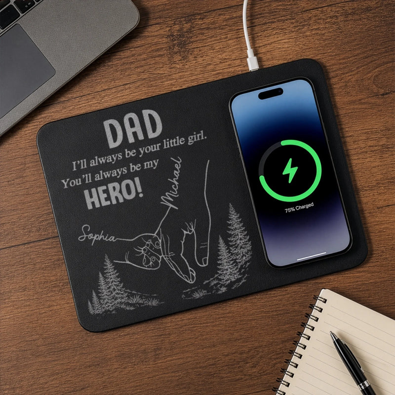 Custom Charging Mat - Personalized Father's Day Birthday Gifts For Dad, Grandpa - Thankful For Dad Every Day