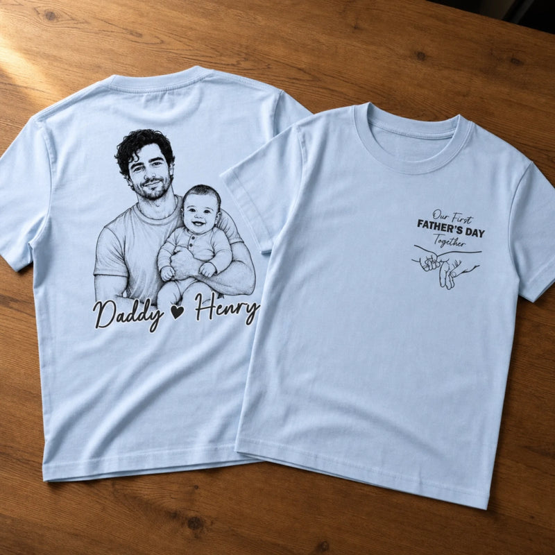 Custom Photo T-shirt - Personalized Father's Day, Baby Shower, Gender Reveal Gifts For New Moms, New Dads, New Parents - Rookie Dad, Pro Cuddler