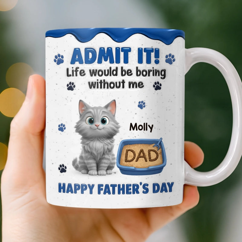 Custom Mug - Personalized Father's Day Birthday Gifts For Cat Lovers, Cat Mom And Dad - The Real Boss Lives Here