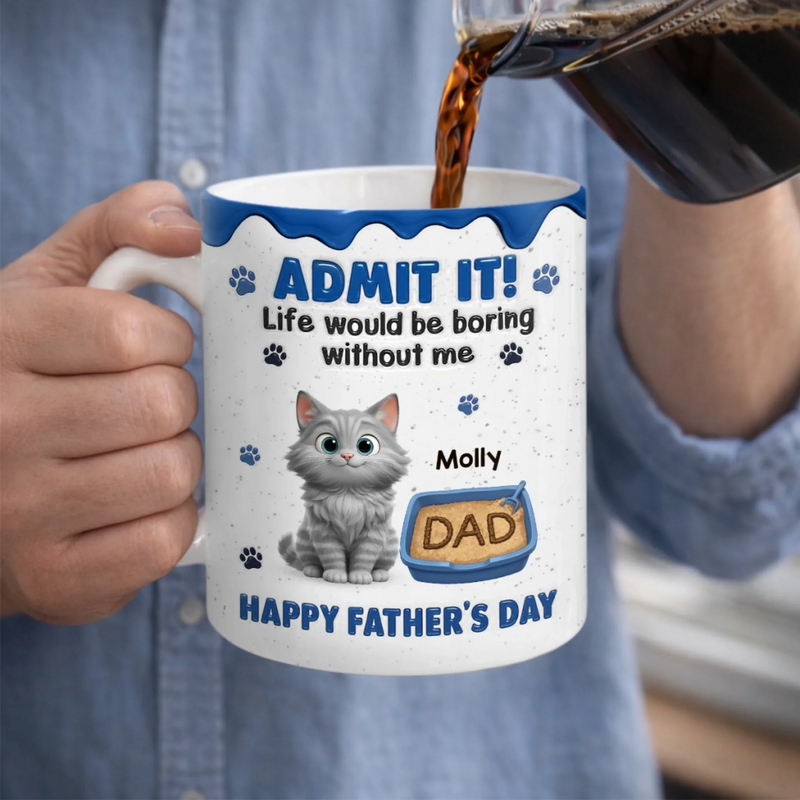 Custom Mug - Personalized Father's Day Birthday Gifts For Cat Lovers, Cat Mom And Dad - The Real Boss Lives Here