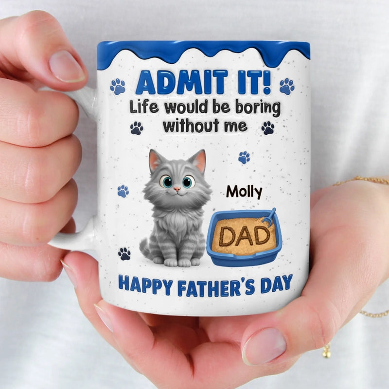 Custom Mug - Personalized Father's Day Birthday Gifts For Cat Lovers, Cat Mom And Dad - The Real Boss Lives Here